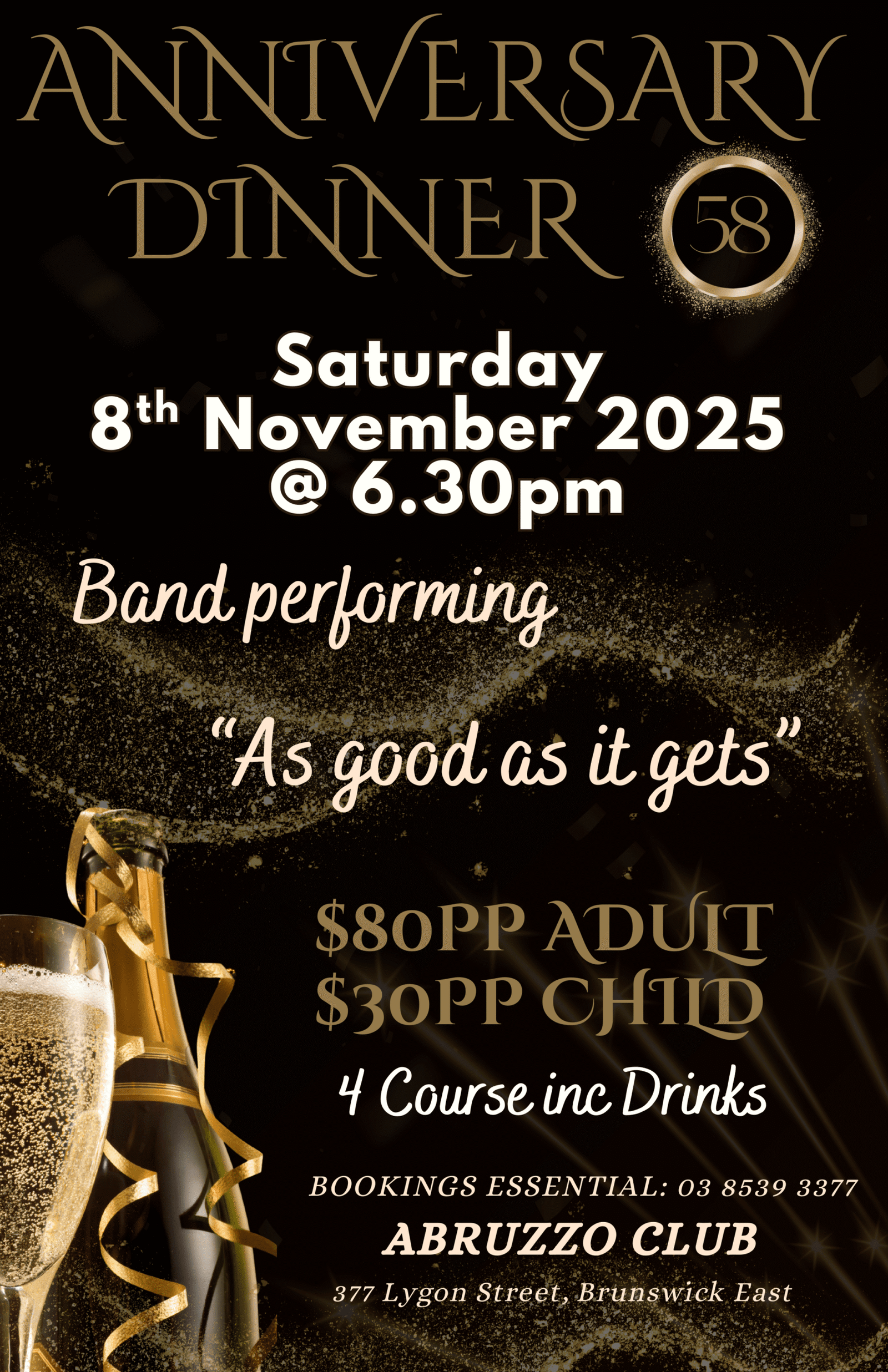 Anniversary dinner Abruzzo Club Brunswick 3057