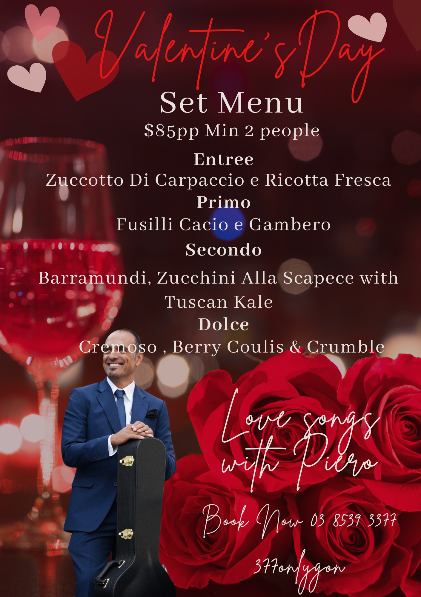 Happy Valentines Day Menu 2026