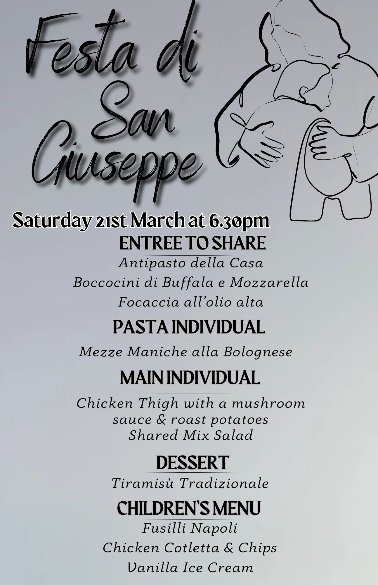 St Giuseppe Menu