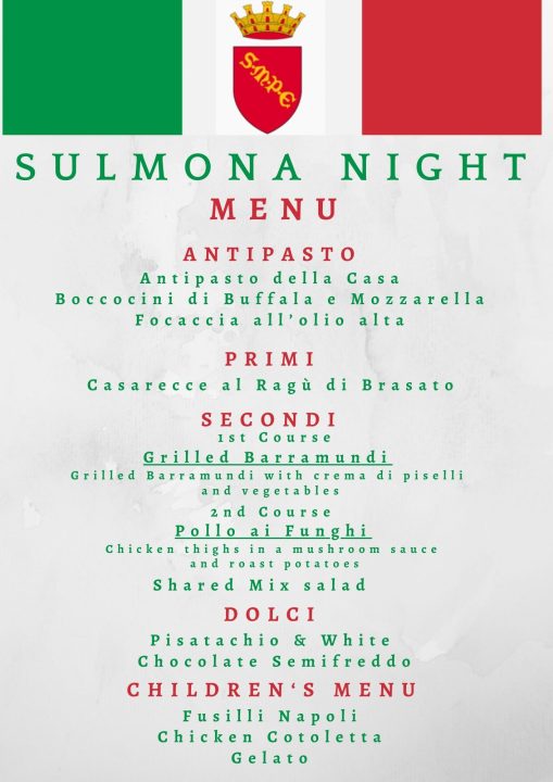Sulmona Night Menu 2026